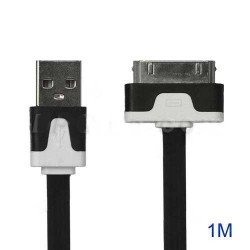 CABLE USB LUXE de couleur noir et blanc pour iPhone 3, 3gs, 4, 4S et iPod touch 2, 3, 4 et iPad 1, 2, 3