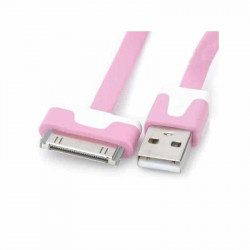 CABLE USB LUXE de couleur rose et blanche pour iPhone 3, 3gs, 4, 4S et iPod touch 2, 3, 4 et iPad 1, 2, 3